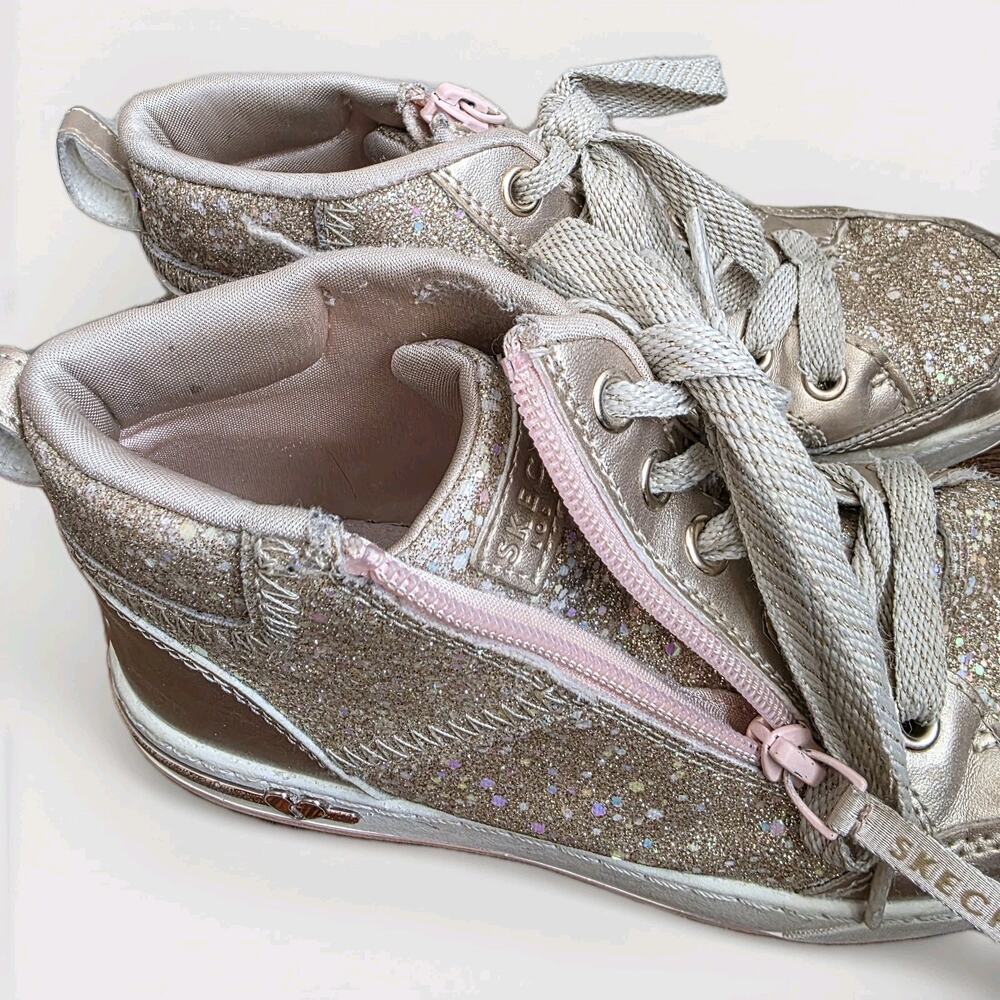 Sketchers Shoutouts Glitter Queen Sneaker Girls Size 2 Glam Sparkle Gold Pink - Picture 6 of 10